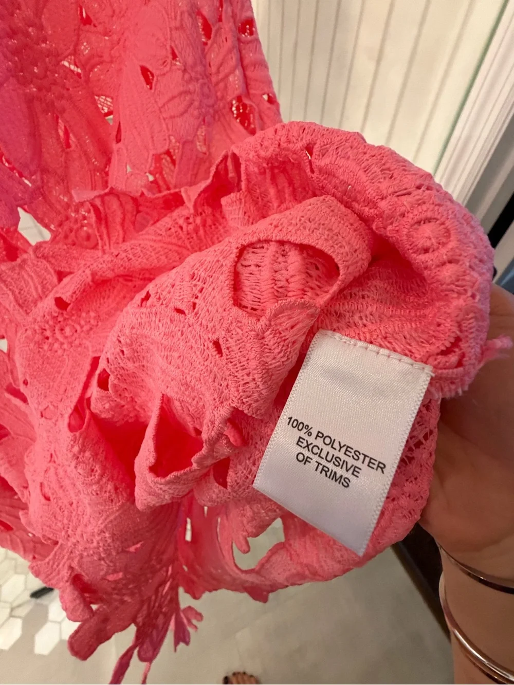 ANTONIO MELANI Hot Pink Crochet V-Neck Swim Coverup - Picture 4 of 6